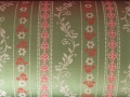 Dirndl Stoff Baumwollsatin Blumenranken  - lindgrün korellenrot - 50 cm