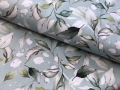 Reststück Dirndl Stoff  Baumwolle Livi - knitterarm - Blumen - salbei pastel grün  creme - 200cm
