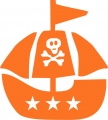 Bügelmotiv Piratenschiff orange