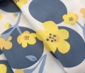 Baumwollstoff Popeline - Blumen - gelb blau -  50 cm