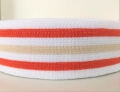 Gummiband für Trachtengürtel - 4 cm  - weiß orange creme Streifen - Dirndlgürtel elastisch gewebt