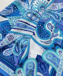 Reststck-Viskose-Blumen-Stoff---Paisley-Bordre----170-cm