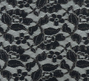 Reststck-Spitze-Blumen--lace---leicht-dehnbar----schwarz-silber----115-cm