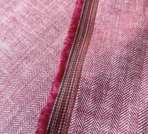 Reststck-Fischgrat-Halbleinen-Baumwoll-Leinenstoff---Twill----rot----180-cm