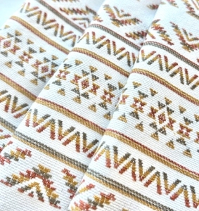 Jacquard-Dirndl-Stoff-Querstreifen---knitterfrei--Streifen---creme-senfgelb-kupfer---200-cm