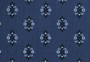 Dirndl-Stoff--Baumwollsatin-Blumen---dunkelblau-hellblau---50-cm