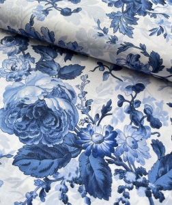 Dirndl-Stoff-Blumen---cremeweiss-blau-----100-cm