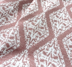 Jacquard-Dirndl-Stoff-Rauten---knitterfrei--Ornamentmuster---altrosa-creme---180-cm