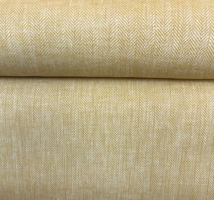 Reststck-Fischgrat-Halbleinen-Baumwoll-Leinenstoff---Twill----sonnengelb----110-cm