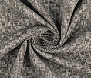Fischgrat-Halbleinen-Baumwoll-Leinenstoff---Twill----schwarz----50-cm