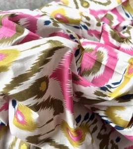 Baumwollstoff---Indien----Handdruck-Ornamentmuster---50-cm