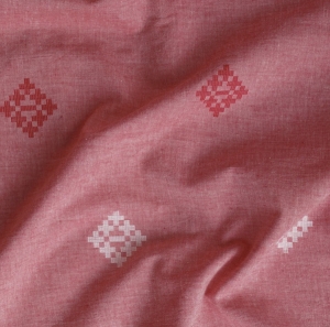 Baumwollstoff---Indien----handloom-bestickt-dunkler-pfirsich---50-cm