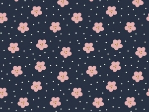 Dirndl-Stoff-Blumen-klein---blau-rosa-Punkte-wei---50-cm