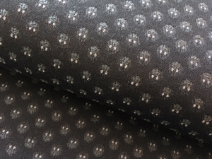 Reststck-Jacquard-Stoff-Trachten-Dirndl----knitterfrei---Blume-klein---dunkelgrau--180-cm