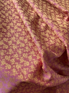 Jacquard-Stoff-Trachten-Dirndl----Blume---senfgelb-beere----50-cm