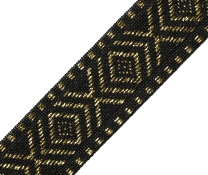 Borte-Jacquardborte-Webband-Band-schwarz-gold-lurex-----40-mm-breit----3-Meter
