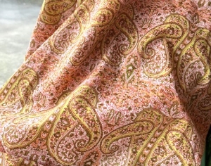 Reststck-Baumwollstoff---Indien----blockprint-Handdruck-Paisely---290-cm