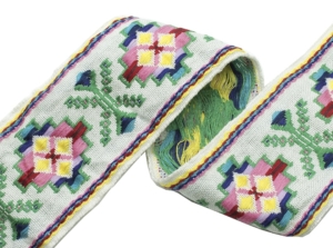 Borte-Jacquardborte-Webband-Band--multicolor-creme---50-mm-breit----3-Meter
