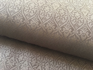 Reststck-Wollsatin-Jacquard-Mischgewebe-knitterfrei-Ornamentmuster---taupe----150-cm