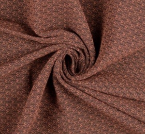 Bengalin-Stretch-Jacquard-Mischgewebe-knitterarm-Ornamentmuster-Waben---rost-schwarz----50-cm
