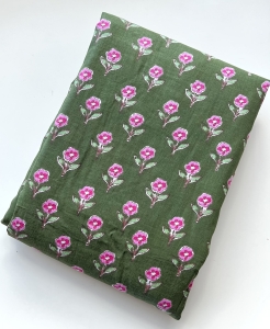 Baumwollstoff---Indien----Blumen-grn---50-cm