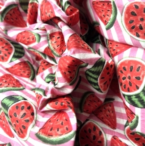 Baumwollstoff---Indien----Handdruck-Wassermelone---50-cm
