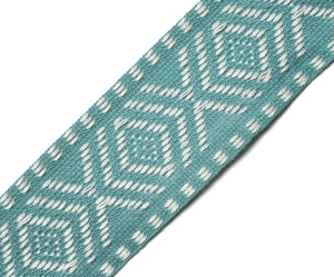 Borte-Jacquardborte-Webband-Band-trkis-wei----40-mm-breit----3-Meter