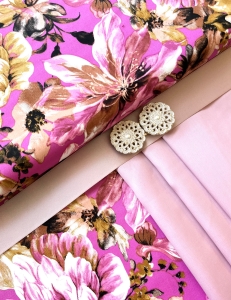 Stretch-Dirndl-Stoffpaket-fuchsia-rosa-senfgelb-Rosalie