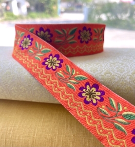 Borte-Jacquardband-Zierborte-Marrakesch----orange-lila-gelb-grn---4-cm-breit