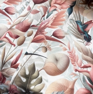 Trachten-Dirndl-Stoff---knitterarm---Blumenmuster---beige-pastell---190-cm