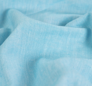 Fischgrat-Halbleinen-Baumwoll-Leinenstoff---Twill----acqua----50-cm