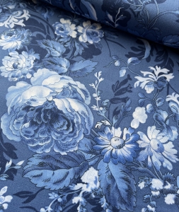 Dirndl-Stoff-Blumen---dunkelblau-----100-cm