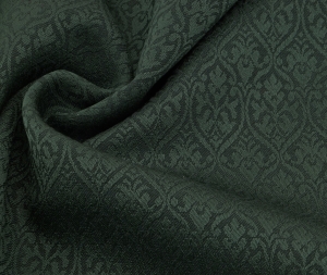 Reststck-Wollsatin-Jacquard-Mischgewebe-knitterfrei-Ornamentmuster---dunkelgrn----45-cm