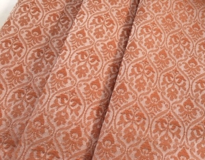 Reststck-Jacquard-Mischgewebe-knitterfrei-Ornamentmuster---kupfer-pastell-marille---125-cm