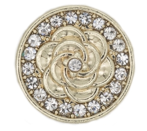 19-Stck-Dirndlknopf---Blume-zartgold-mit-weissen-Steinchen---11-mm