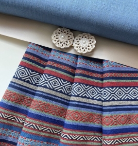 Jacquard-Dirndl-Stoffpaket-Spenzer-Rock-Querstreifen-Nora-