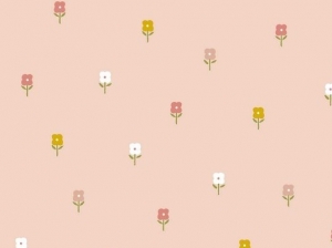 Baumwollstoff-Popeline---Blumenmuster-rosa---50-cm