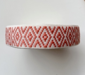 Borte-Jacquardborte-Webband-Band-creme-pfirsich-----25-mm-breit----3-Meter