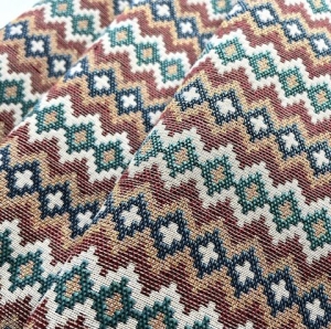 Gobelin-Jacquard---Dirndlstoff--gewebt--geometrisches-Muster---multicolor---190-cm