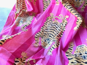 Baumwollstoff---Indien----blockprint-Handdruck-Tiger---50-cm