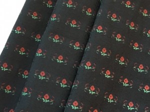 Reststck-Jacquard---Dirndlstoff-gewebt-Blumen----knitterfrei--schwarz-rot-grn---200-cm