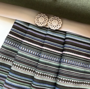 Jacquard-Stoffpaket-Spenzer-Rock-Querstreifen-Grntne