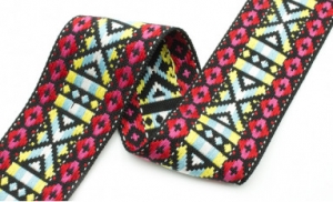 Borte-Jacquardborte-Webband-Band----50-mm-breit---schwarz-beere-rosa-gelb-blau---180cm