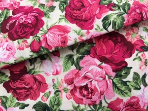 Reststck-Dirndl-Stoff-Blumen---creme-rosa-altrosa-grn-pastel---130-cm