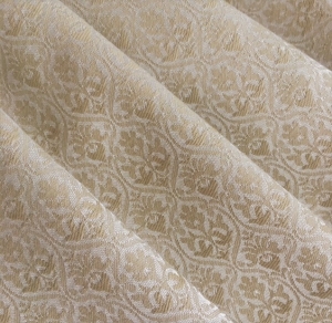 Reststck-Jacquard-Mischgewebe-knitterfrei-Ornamentmuster---champagner--140-cm