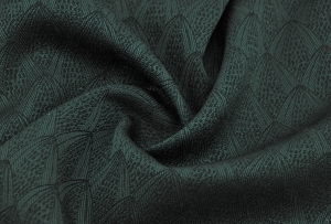 Reststck-Wollsatin-Jacquard-Mischgewebe-knitterfrei-Ornamentmuster---dunkelgrn----145-cm