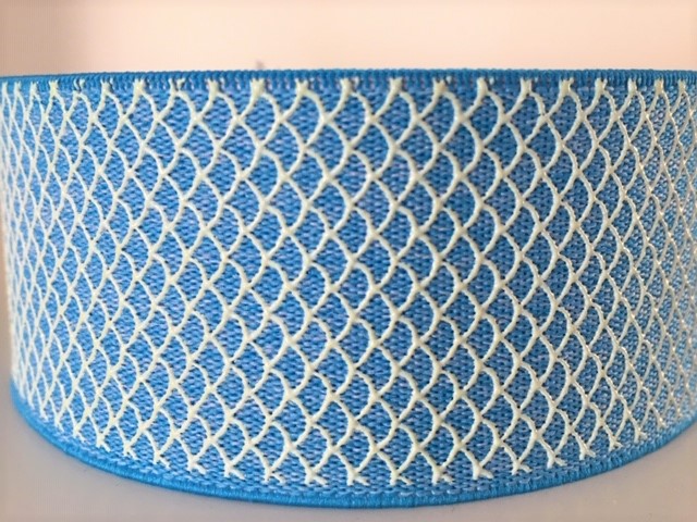 Bild 1 von Gummiband für Trachtengürtel - 3,8 cm  - blau creme Dirndlgürtel elastisch gewebt