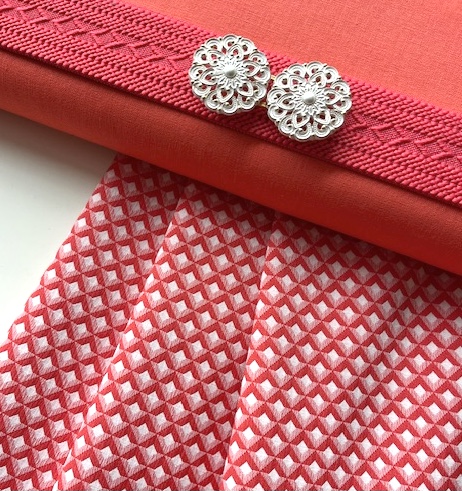 Bild 1 von Reststück Italienischer Stretch-Jacquard - Dirndlstoff  gewebt  - korallenrot  weiß - 150 cm