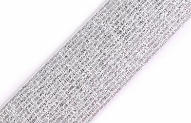 Bild 1 von Gummiband - 3 cm  - Lurex silber weiß  Gürtel elastisch gewebt