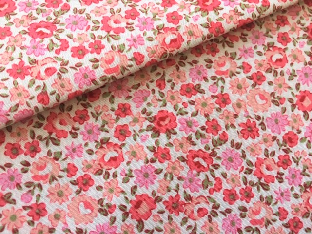 Bild 1 von Dirndl Stoff Blumen - millefiori - creme weiß koralle zartgrün - 50 cm